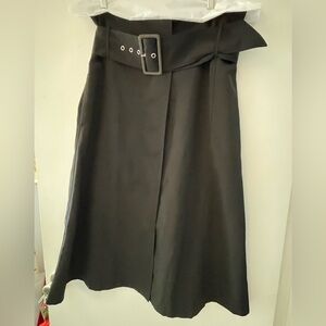 Vintage Black Belted Skirt, Lg